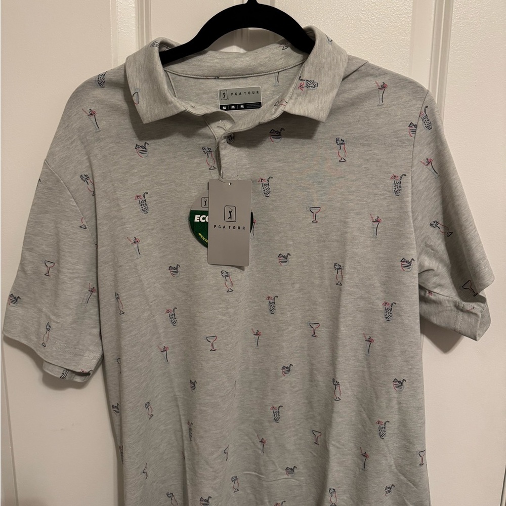 PGA Tour Gray Polo with Cocktail Design